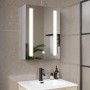 Single Door Chrome Bathroom Mirror Cabinet with Lights 500 x 700mm - Capricorn