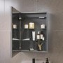 Single Door Chrome Bathroom Mirror Cabinet with Lights 500 x 700mm - Capricorn