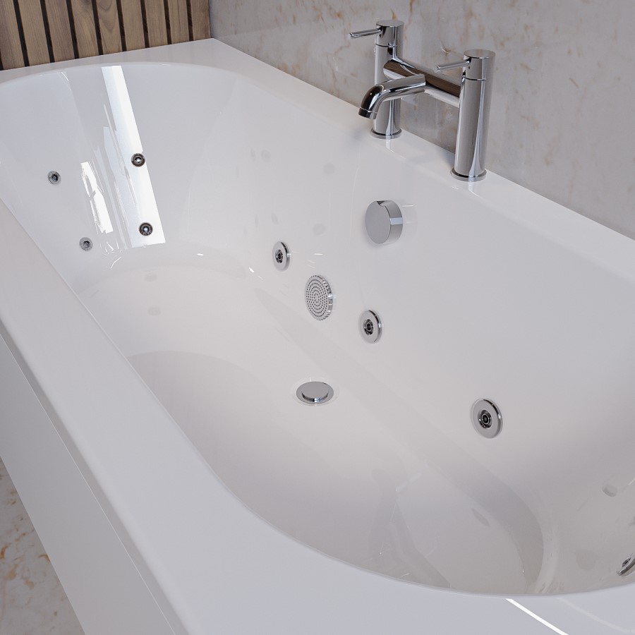 Double Ended Whirlpool Spa Bath with 14 Whirlpool Jets 1800 x 800mm - Burford