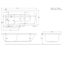 L Shaped Shower Bath with Front Panel & Bath Screen, Right Hand 1700 x 750mm - Yale