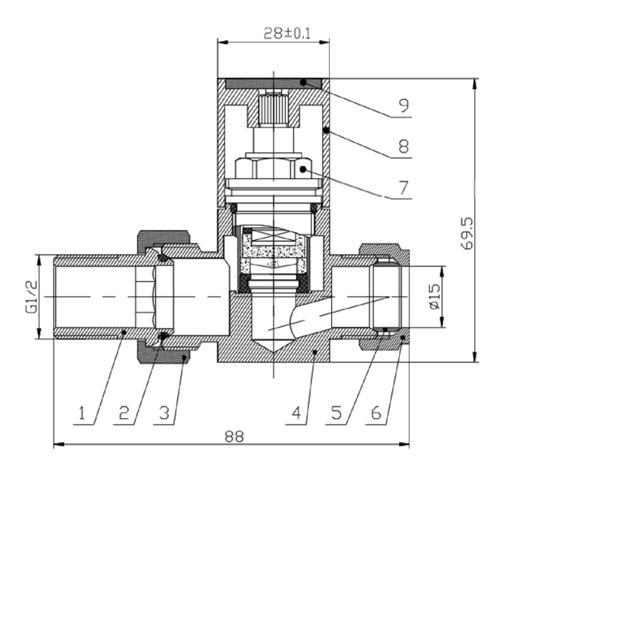 Anthracite Square Straight Radiator Valves