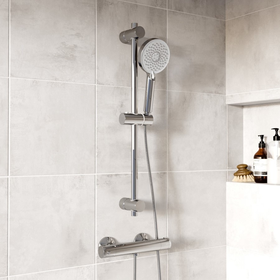 Chrome 1 Outlet Exposed Thermostatic Shower Valve with Cool Touch - Flow