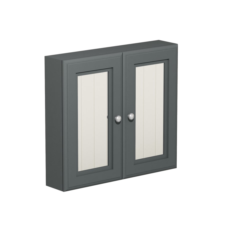 Double Door Dark Grey Bathroom Mirror Cabinet  667 x 600mm - Westbury