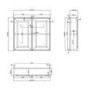 Double Door Dark Grey Bathroom Mirror Cabinet  667 x 600mm - Westbury