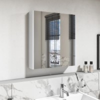 Double Door White Bathroom Mirror Cabinet  600 x 650mm - Pendle