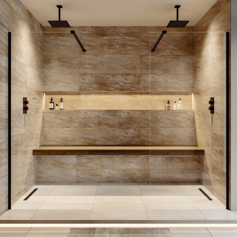 800mm Black Shower Screen for Wet Room & Walk In Shower – Corvus