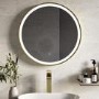 Round Brass Heated Bathroom Mirror with Lights 600mm -Antares
