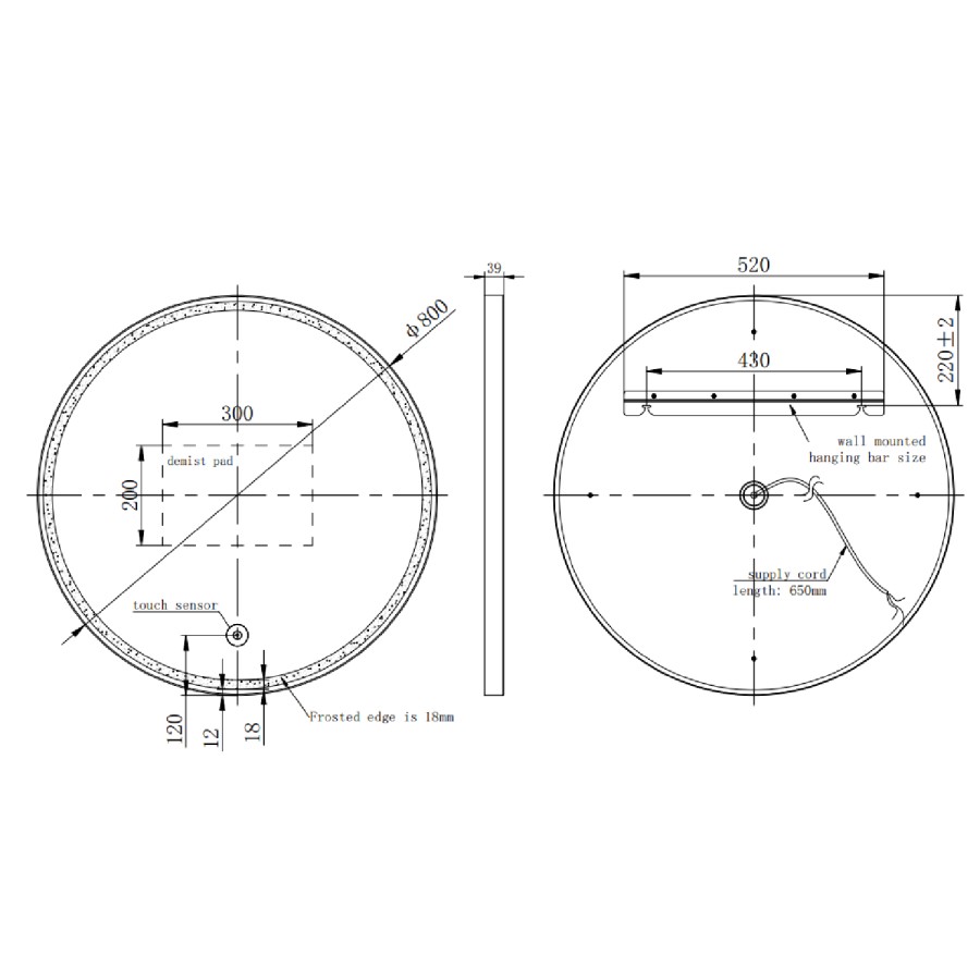 Round Brass Heated Bathroom Mirror with Lights 800mm - Antares