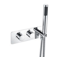 Chrome 2 Outlet Concealed Thermostatic Shower Valve with Hand Shower - Arissa
