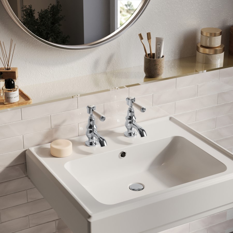 Chrome Basin Pillar Taps - Helston