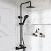 Black Thermostatic Bar Mixer Shower Set with Slide Rail Kit & Hand Shower - Arissa