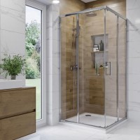 900x900mm Chrome 6mm Glass Square Corner Entry Shower Enclosure - Carina