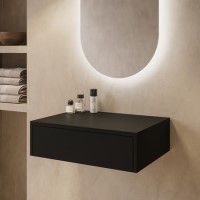 600mm Black Wall Hung Countertop Vanity Unit - Lugo