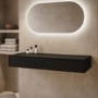 1200mm Black Wall Hung Double Countertop Vanity Unit - Lugo