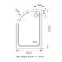 1200x800mm Left Hand Offset Quadrant 45mm White Stone Resin Shower Tray – Pearl