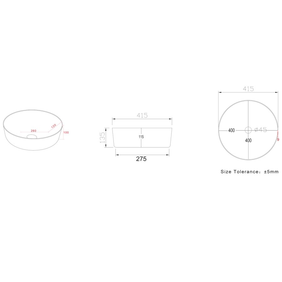 Stone Effect Round Countertop Basin 415mm - Torres