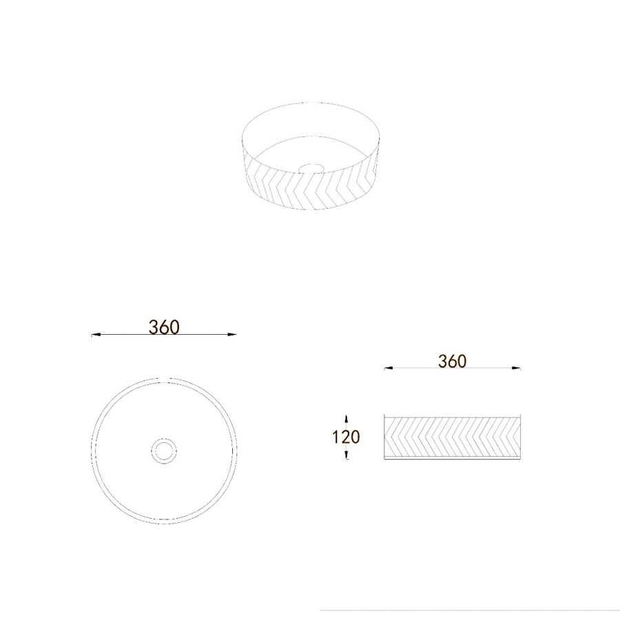Round Chevron Countertop Basin 360mm - Sonoma 