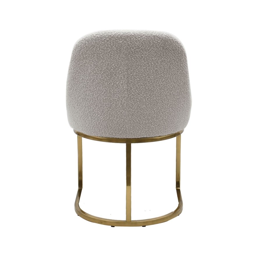 Set of 2 Beige Boucle Dining Chairs with Gold Legs - Callie
