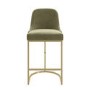 Sage Green Velvet Kitchen Stool with Gold Legs - Callie