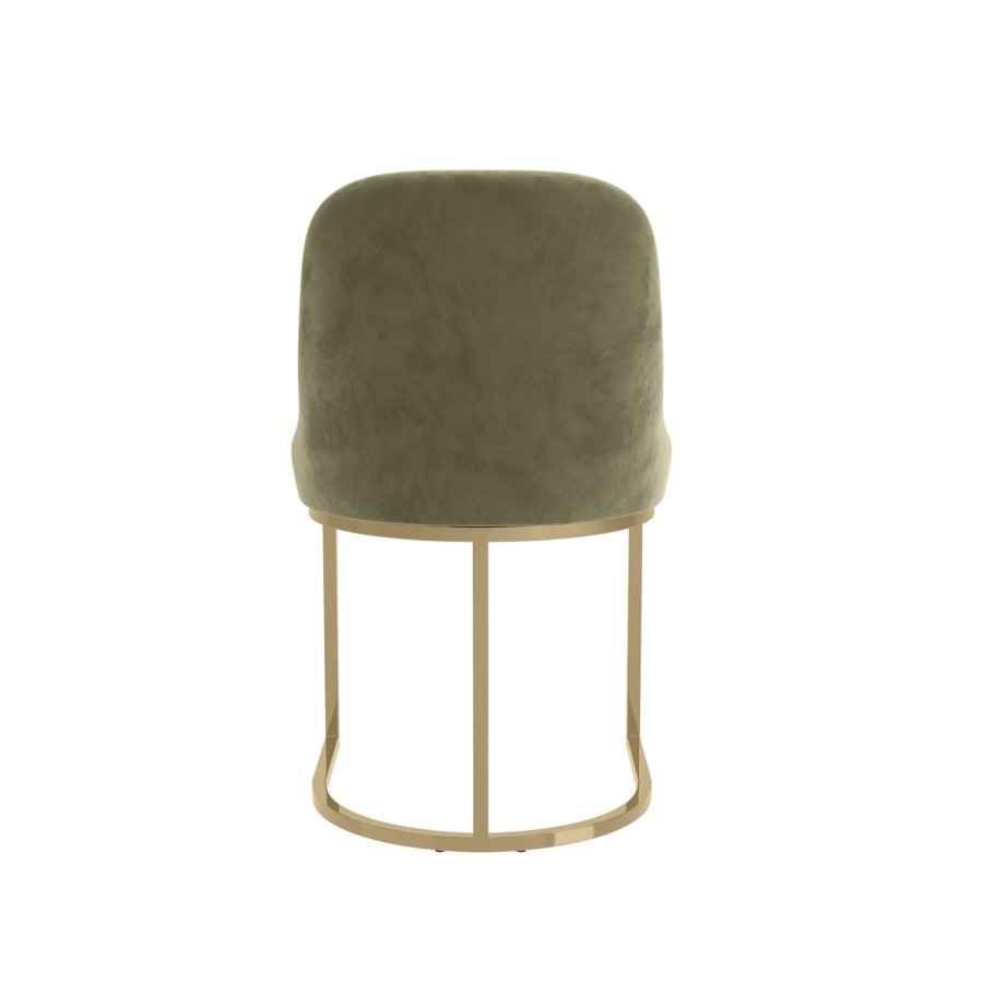 Set of 2 Sage Green Velvet Dining Chairs with Gold Legs - Callie