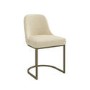 Set of 6 Beige Upholstered Dining Chairs with Brass Legs - Callie