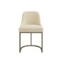 Set of 6 Beige Upholstered Dining Chairs with Brass Legs - Callie