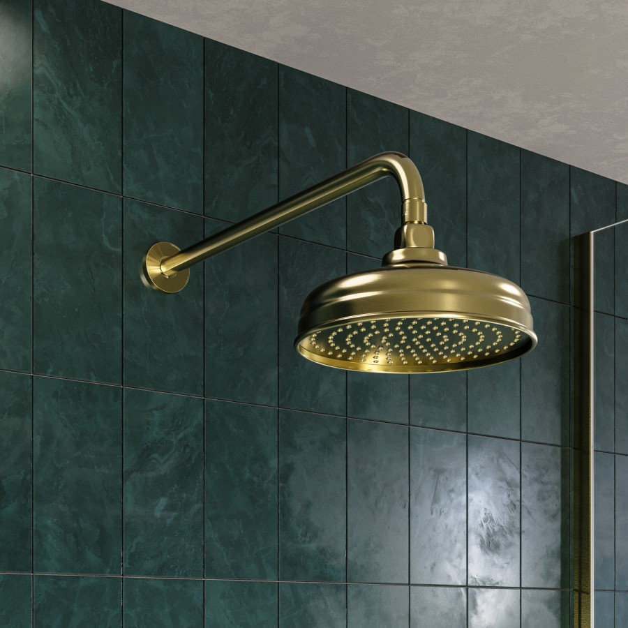 Brushed Brass 2 Outlet Wall Mounted Thermostatic Mixer Shower Set with Hand Shower - Cambridge
