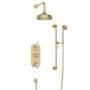 Brushed Brass 2 Outlet Wall Mounted Thermostatic Mixer Shower Set with Hand Shower - Cambridge