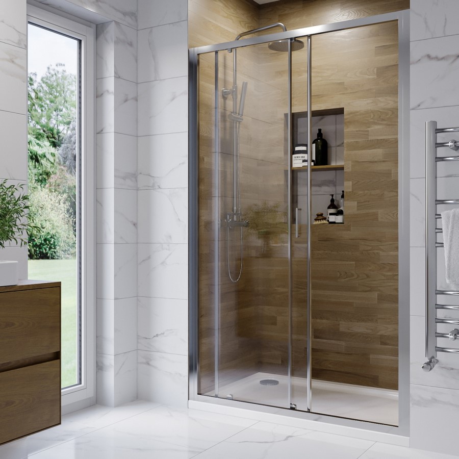 1200mm Chrome Sliding Door Shower Enclosure 6mm Glass - Carina