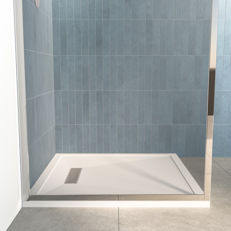 900x900mm Square 25mm Slimline White Stone Resin Shower Tray – Cascade