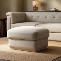 Cream Chenille Ottoman Storage Footstool - Caleb