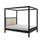 King Size Four Poster Bed in Black with Linen Headboard - Charlotte