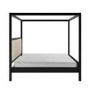 Super King Four Poster Bed in Black with Linen Headboard - Charlotte