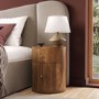 Mango Wood Round 2 Drawer Bedside Table - Full Assembled - Chakra
