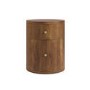 Mango Wood Round 2 Drawer Bedside Table - Full Assembled - Chakra