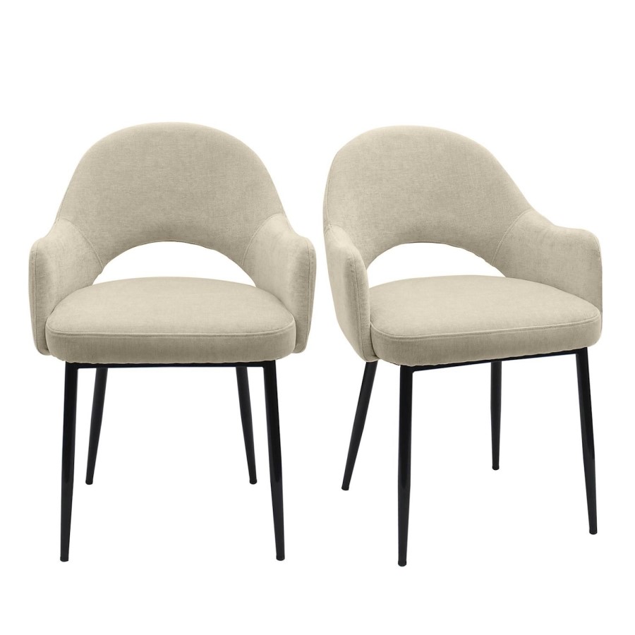 Set of 2 Beige Upholstered Dining Chairs - Colbie