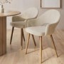 Set of 2 Beige Upholstered Dining Chairs with Oak Legs - Colbie