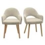 Set of 2 Beige Upholstered Dining Chairs with Oak Legs - Colbie