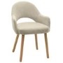 Set of 2 Beige Upholstered Dining Chairs with Oak Legs - Colbie