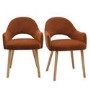 Set of 2 Burnt Orange Upholstered Dining Chairs with Oak Legs - Colbie