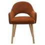 Set of 2 Burnt Orange Upholstered Dining Chairs with Oak Legs - Colbie