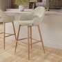 Oak and Beige Upholstered Kitchen Stool with Back - Colbie
