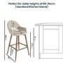 Oak and Beige Upholstered Kitchen Stool with Back - Colbie