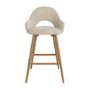 Oak and Beige Upholstered Kitchen Stool with Back - Colbie