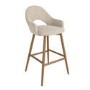 Oak and Beige Upholstered Kitchen Stool with Back - Colbie