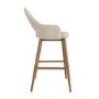 Oak and Beige Upholstered Kitchen Stool with Back - Colbie