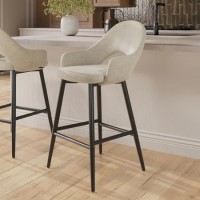 Black and Beige Upholstered Kitchen Stool with Back - Colbie