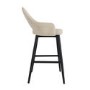 Set of 2 Black and Beige Upholstered Kitchen Stools with Back - Colbie