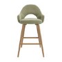 Oak and Sage Green Velvet Kitchen Stool with Back - Colbie