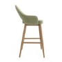 Oak and Sage Green Velvet Kitchen Stool with Back - Colbie